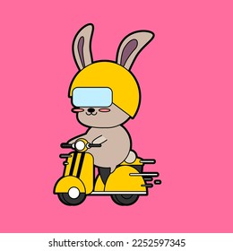 kawaii cartoon bunny sticker illustration