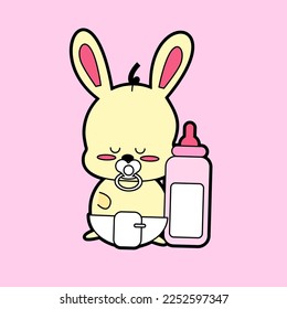 kawaii cartoon bunny sticker illustration