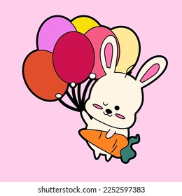 kawaii cartoon bunny sticker illustration