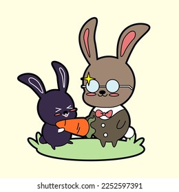 kawaii cartoon bunny sticker illustration