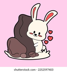 kawaii cartoon bunny sticker illustration