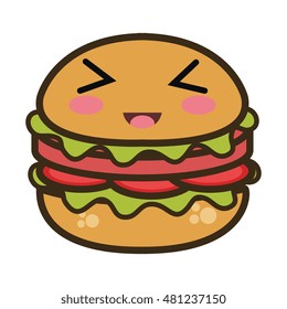 kawaii cartoon burger fast food