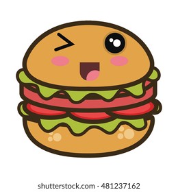 kawaii cartoon burger fast food