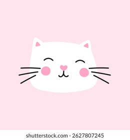 Kawaii cartoon cat vector. Great for childrens decor, mobile apps, and emoji-style graphics