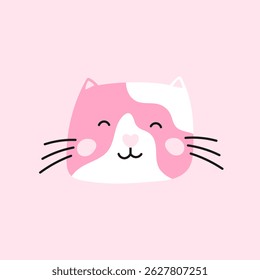 Kawaii cartoon cat vector. Great for childrens decor, mobile apps, and emoji-style graphics