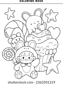 Kawaii cartoon character coloring page for  inspiration activities preschool  basic fun game