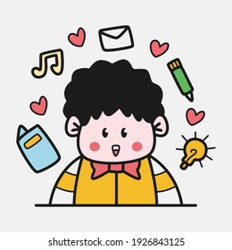 kawaii cartoon character design for wallpaper, stickers, coloring books, pins, emblems, logos and more
