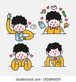 kawaii cartoon character design for wallpaper, stickers, coloring books, pins, emblems, logos and more