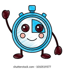kawaii cartoon clock alarm character