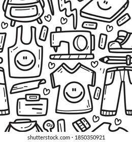 Kawaii-Cartoon-Kleidung doodle Muster für Aufkleber, Hintergründe, Tapeten, Kleidung, Dekorationen und mehr 