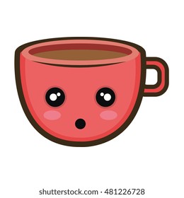 kawaii cartoon coffee cup