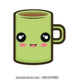 kawaii cartoon coffee mug