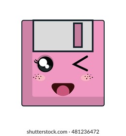 kawaii cartoon diskette