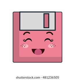 kawaii cartoon diskette