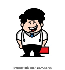 kawaii cartoon doctor character design illustration