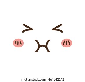 kawaii cartoon face expression smile icon. Isolated and flat illustration. Vector graphic
