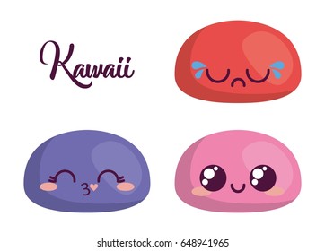 kawaii cartoon faces icon