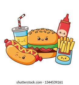 kawaii cartoon fast food