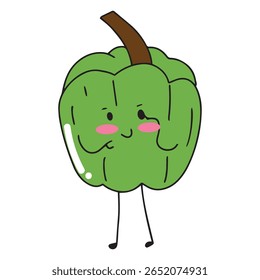 Kawaii cartoon illustration design. pepper, tomatoes, potatoes, cucumber