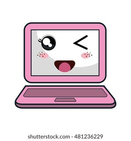 Kawaii Cartoon Laptop Stock Vector (Royalty Free) 481236229