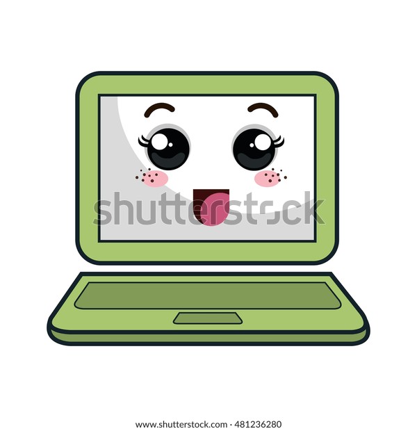 Kawaii Cartoon Laptop Stock Vector (Royalty Free) 481236280