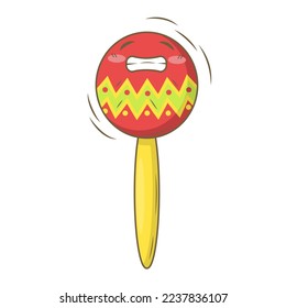 Kawaii cartoon mexican maracas isolated on white background