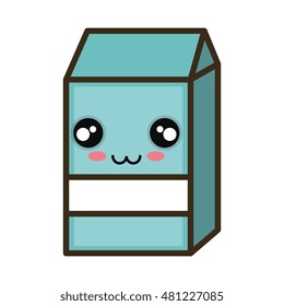 kawaii cartoon milk box