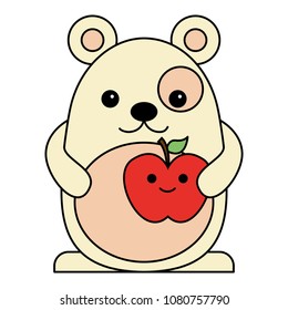 kawaii cartoon mouse apple fruit character