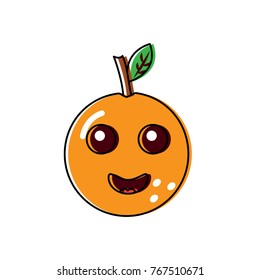 Kawaii Cartoon Orange Fruit Funny Character Stock Vector (Royalty Free ...