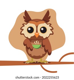Kawaii cartoon of an owl Autumn season