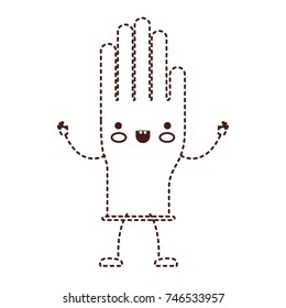 kawaii cartoon single glove in brown dotted silhouette vector illustration