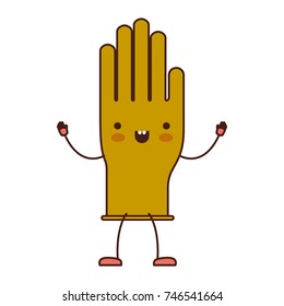 kawaii cartoon single glove in colorful silhouette vector illustration