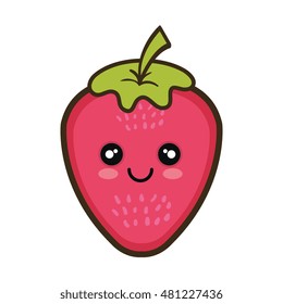 kawaii cartoon strawberry fruit