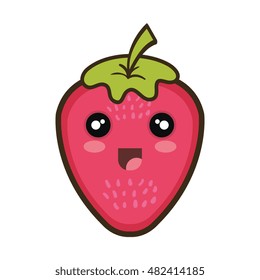 kawaii cartoon strawberry fruit