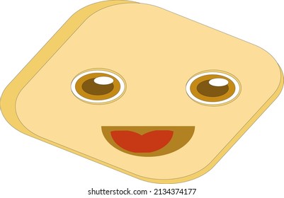 Kawaii cartoon toast bread icon. Character of sliced toast bread. chibi. Illustration emoji bread man in flat style.