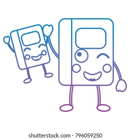 kawaii cartoon two school notebook character