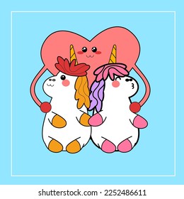 kawaii cartoon unicorn illustration hand drawn