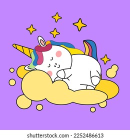 kawaii cartoon unicorn illustration hand drawn