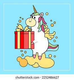 kawaii cartoon unicorn illustration hand drawn