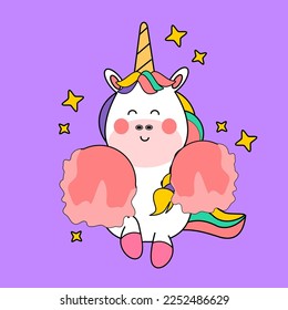kawaii cartoon unicorn illustration hand drawn