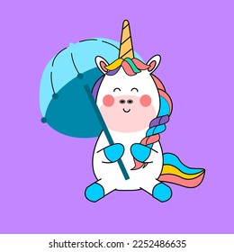 kawaii cartoon unicorn illustration hand drawn
