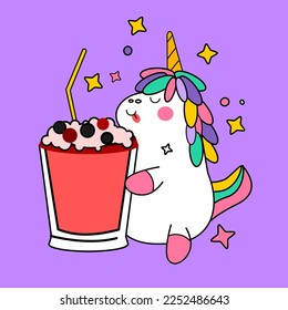 kawaii cartoon unicorn illustration hand drawn