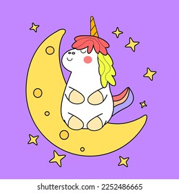 kawaii cartoon unicorn illustration hand drawn