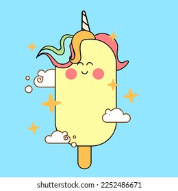 kawaii cartoon unicorn illustration hand drawn