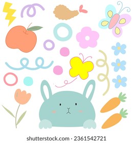 Kawaii cartoon vector with pastel color for decoration ,wallpaper