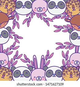 Kawaii cartoons frame design vector illustration