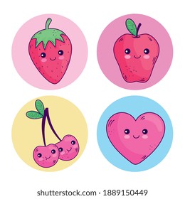 Kawaii cartoons symbol collection design, cute character theme Vector illustration
