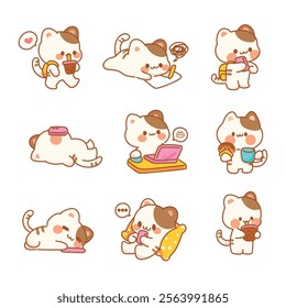 Kawaii Cat Activity Cartoon Collection Vector illustration