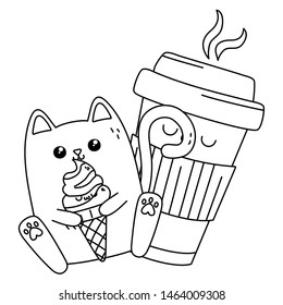 Kawaii of cat cartoon design