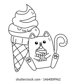 Kawaii of cat cartoon design